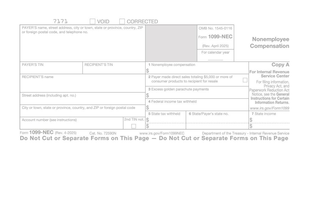 A preview of a blank 1099-NEC document