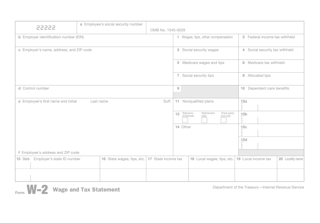 A preview of a blank W-2 document